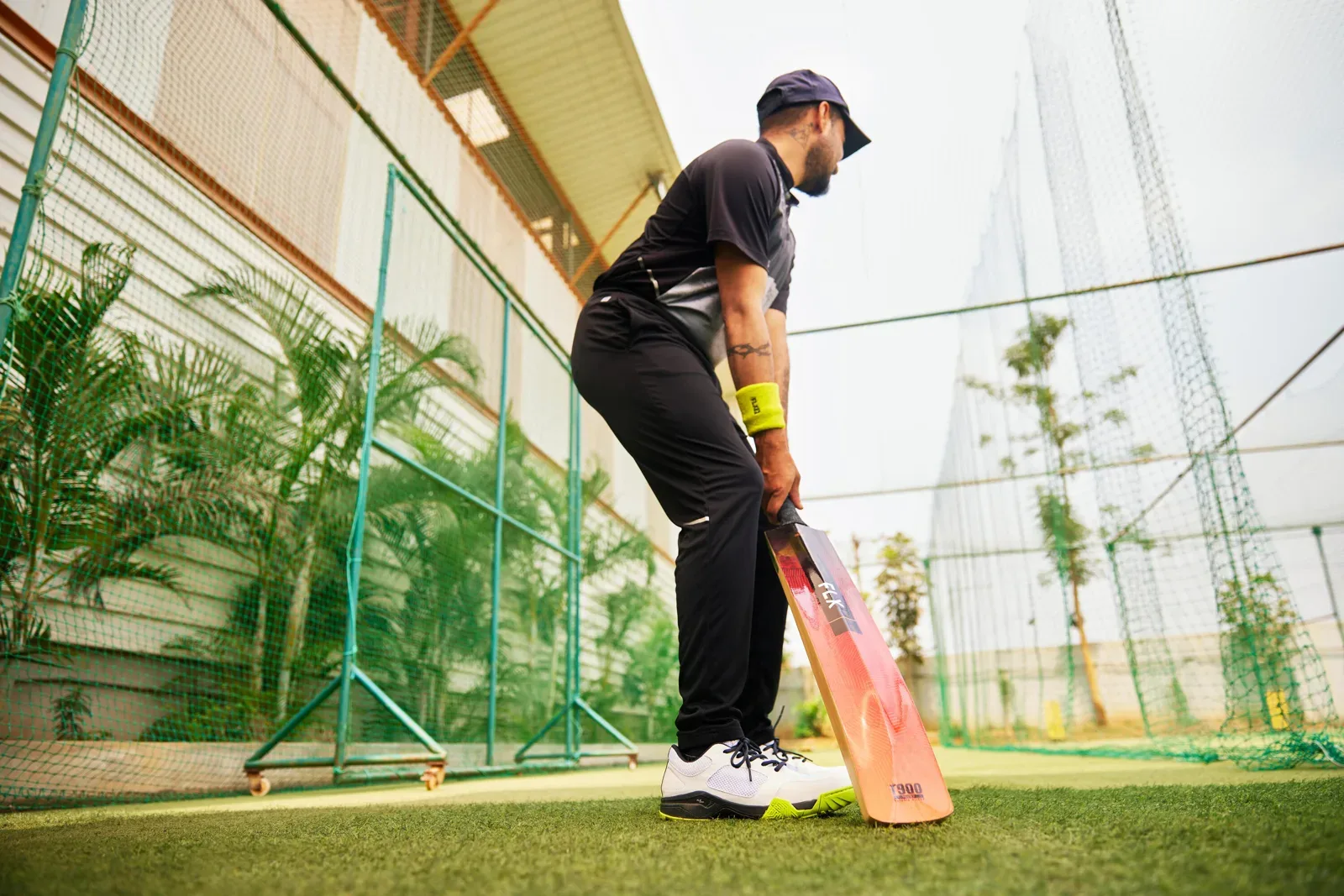 Batter practising in the cricket nets